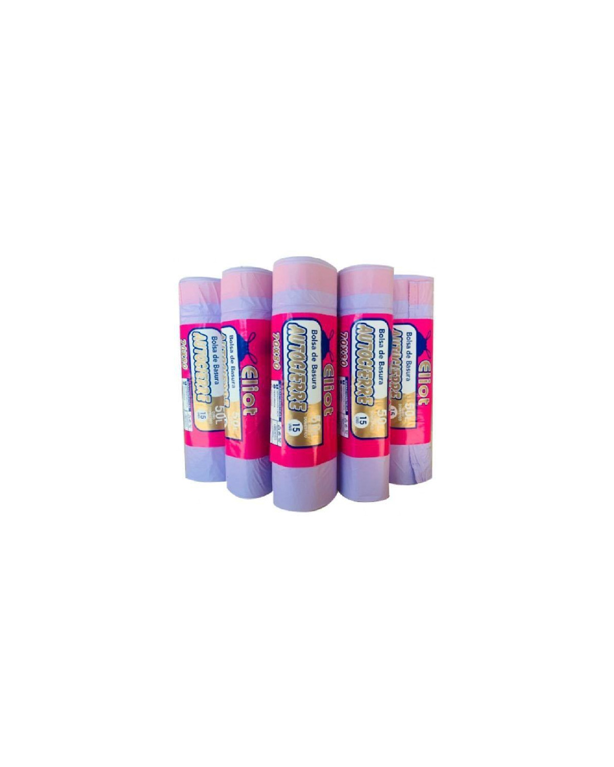 ROLLO BOLSA BASURA 70X80 AUTOCIERRE 50L 30RX15UDS