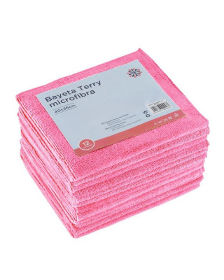 BAYETA TERRY MICROFIBRA PACK 12U ROSA