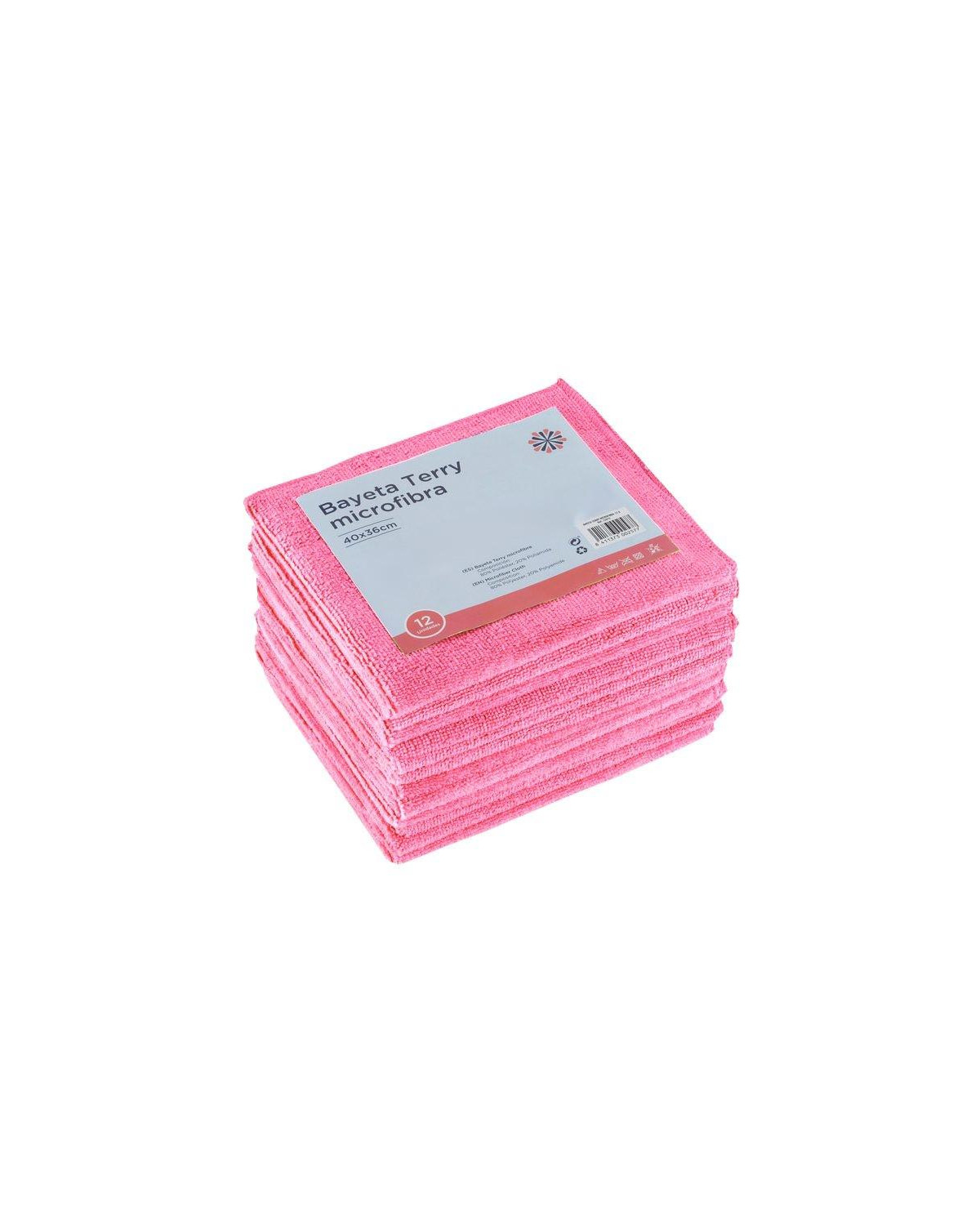 BAYETA TERRY MICROFIBRA PACK 12U ROSA