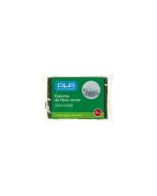 FIBRA VERDE CON ESPONJA 2.5X9X12.5 PACK 4U