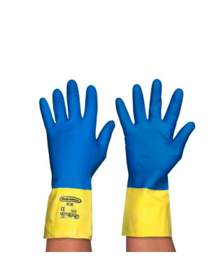 GUANTES MENAJE BICOLOR T/P(SIZE 7) PQT-12PARES