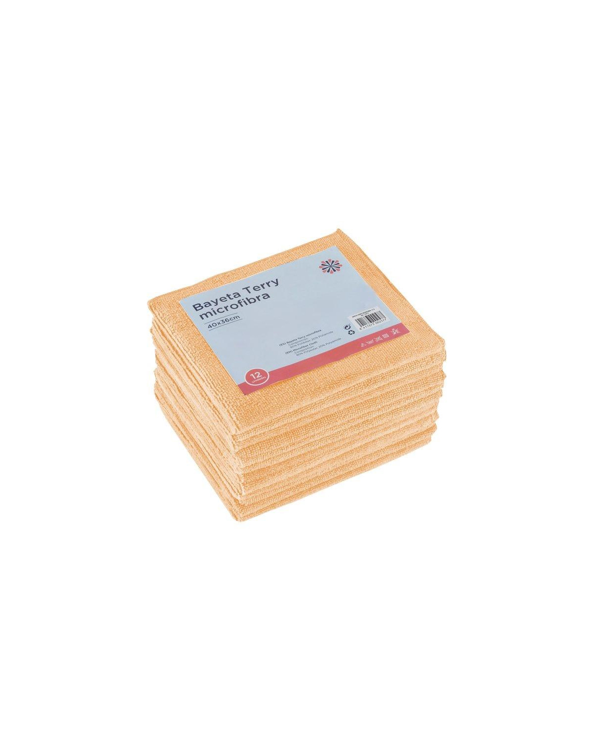 BAYETA TERRY MICROFIBRA PACK 12U NARANJA