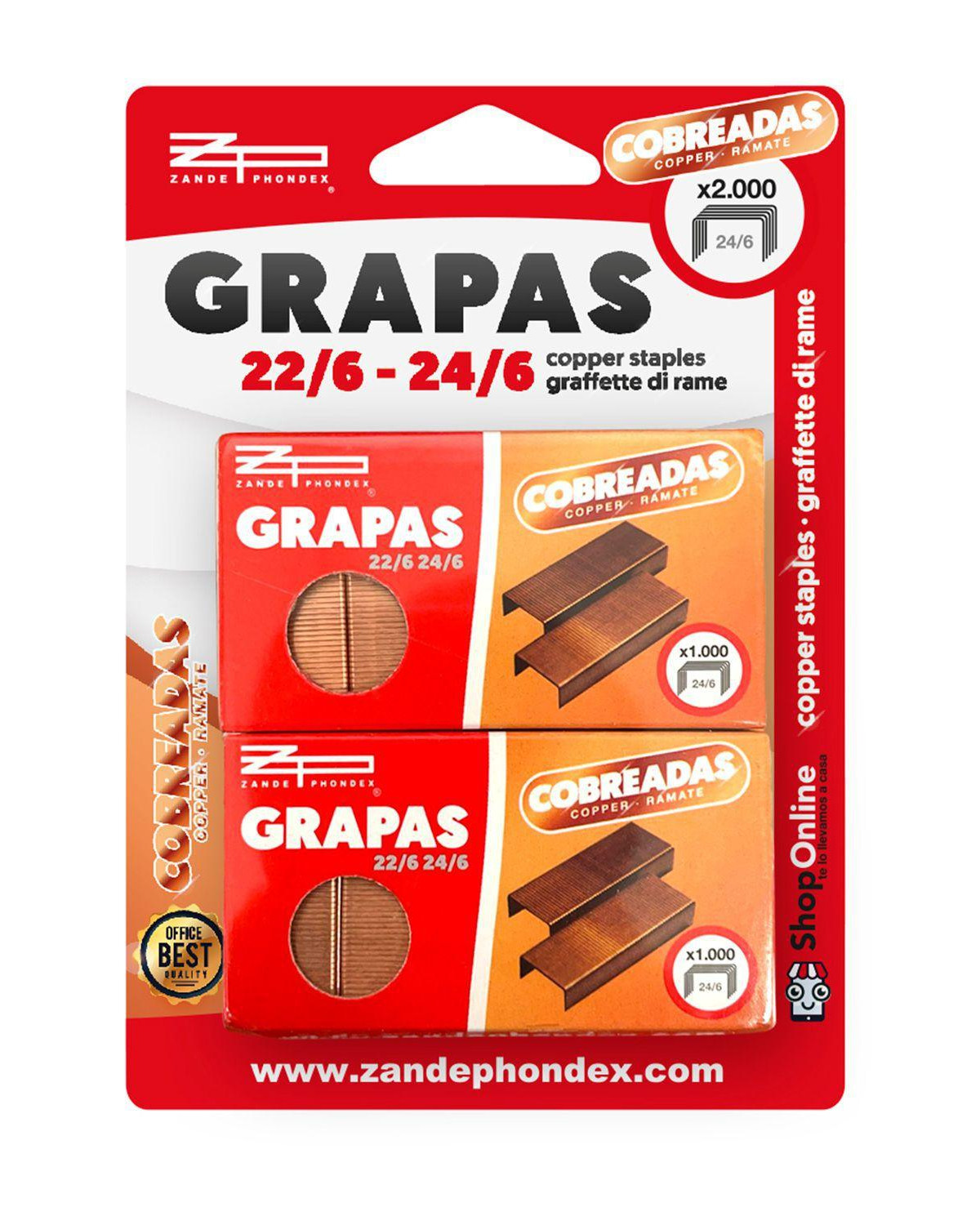 PAQUETE GRAPAS 22/6 24/6 C-10P