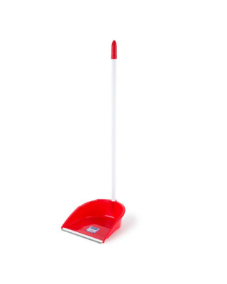RECOGEDOR CON PALO+GOMA ROJO