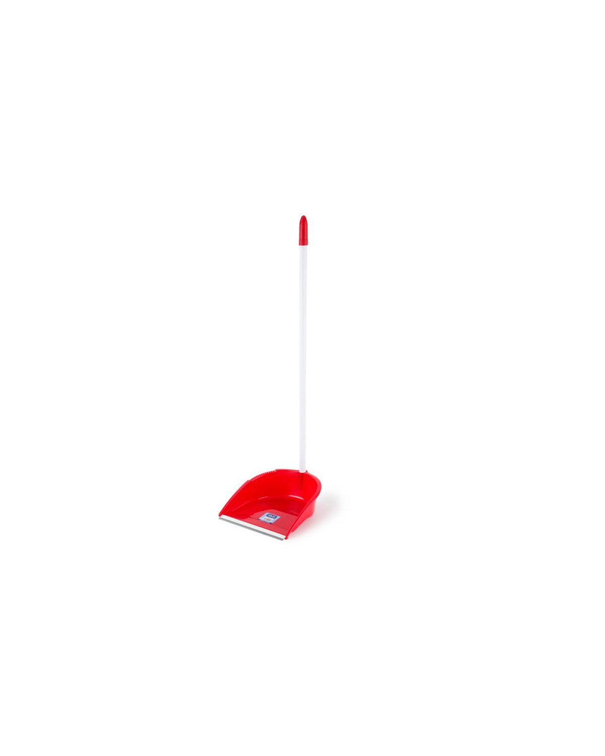 RECOGEDOR CON PALO+GOMA ROJO